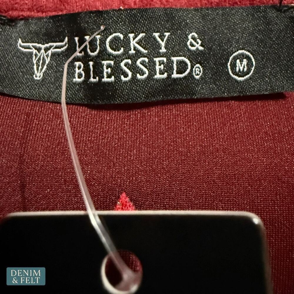 Lucky & Blessed Red Suede Boot Stitch Studded Jacket Western Rodeo NFR~NEW - Picture 13 of 16